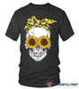 Skull Gift Skull With Sunflowers Ribbon TShirt CH
