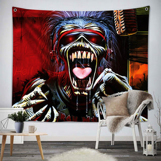 Rock Skull Maiden Tapestry 002 - designfullprint