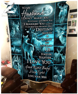 Fleece Blanket Custom Blanket DEER Wedding Anniversary To my Husband Destiny