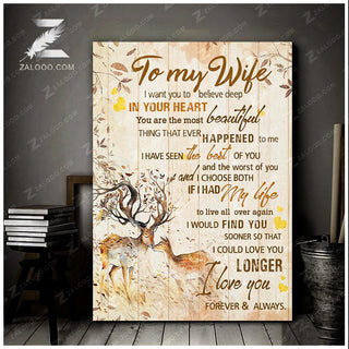 Deer To My Wife I Choose Both Couple Gift Ideas Canvas And Poster