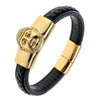 Buddha Stainless Steel Leather Chain Bracelet