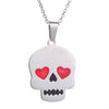 Multi-Color Heart Eyes Skull Pendant Necklaces