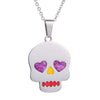 Multi-Color Heart Eyes Skull Pendant Necklaces