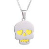 Multi-Color Heart Eyes Skull Pendant Necklaces