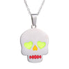 Multi-Color Heart Eyes Skull Pendant Necklaces