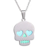 Multi-Color Heart Eyes Skull Pendant Necklaces