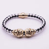 Braided Leather Skull Punk Wrap Bracelet