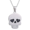 Multi-Color Heart Eyes Skull Pendant Necklaces