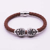 Braided Leather Skull Punk Wrap Bracelet