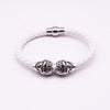Braided Leather Skull Punk Wrap Bracelet