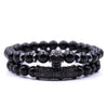 Black Natural Stone Micro Pave CZ Skull Bracelets