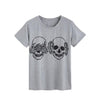 Skull Print Round Neck Short Sleeve T-shirt - designfullprint