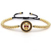 Beads Braided Skull Cubic Zirconia Macram Fashion Bracelet