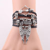 Arrow Skull Angel Wing Biker Leather Bracelet
