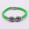 Braided Leather Skull Punk Wrap Bracelet