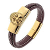 Buddha Stainless Steel Leather Chain Bracelet - designfullprint