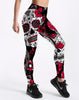 Skull & Flower Black Leggings Plus Size - designfullprint