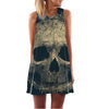 Skull Sleeveless Above Knee Boho Dress - designfullprint