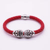 Braided Leather Skull Punk Wrap Bracelet