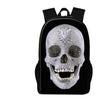 Black Backpack White Skull Pattern