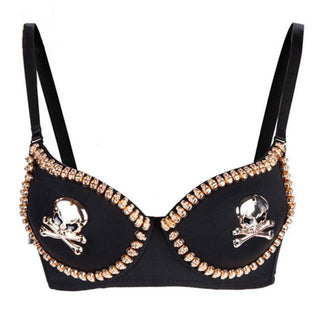 Pirate Gold Skull Stud Brassiere Push Up Bra - designfullprint