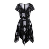Sexy Skull V-neck Short Sleeve Pullover Mini Dress - designfullprint