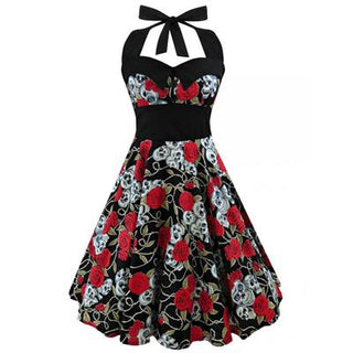 Retro Vintage Style Halter Plus Size Dress - designfullprint
