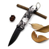 Stainless Pocket Size Survival Folding Knife With Skulls On - designfullprint