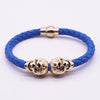 Braided Leather Skull Punk Wrap Bracelet