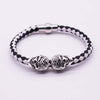 Braided Leather Skull Punk Wrap Bracelet