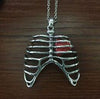 Anatomical Human Rib Cage Heart Necklace