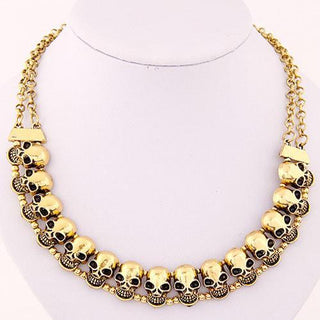 Zinc Alloy Gold Plated Skull Necklace