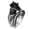 Black Engagement Skull Crystal Ring Set