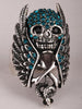 Gothic Crystal Skull Wings Cross Snake Stretch Ring