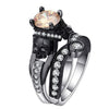 Black Engagement Skull Crystal Ring Set