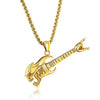 Guitar Punk Skull Stainless Steel Pendants Necklaces