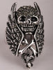Gothic Crystal Skull Wings Cross Snake Stretch Ring