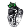 Black Engagement Skull Crystal Ring Set