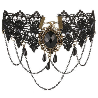 Crystal Gothic Black Lace Choker Necklaces