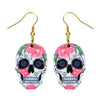 Acrylic Flower Skull Head Earrings