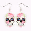 Acrylic Flower Skull Head Earrings