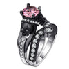 Black Engagement Skull Crystal Ring Set
