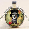 Glass Domed Sugar Skull Pendant Necklaces