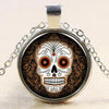 Glass Domed Sugar Skull Pendant Necklaces