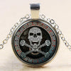 Glass Domed Sugar Skull Pendant Necklaces