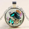 Glass Domed Sugar Skull Pendant Necklaces