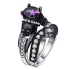 Black Engagement Skull Crystal Ring Set