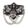 Pirate Skull Rivet Cuff Wide Leather Bracelet