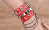 Multi-Layer Wide Leather Skull Bracelets