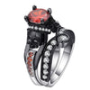 Black Engagement Skull Crystal Ring Set